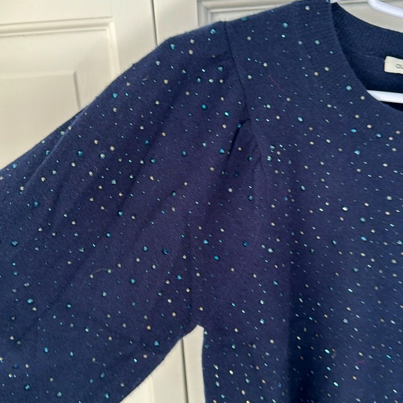 Autumn Cashmere crystal embellished navy blue cashmere sweater size XS - Picture 4 of 5